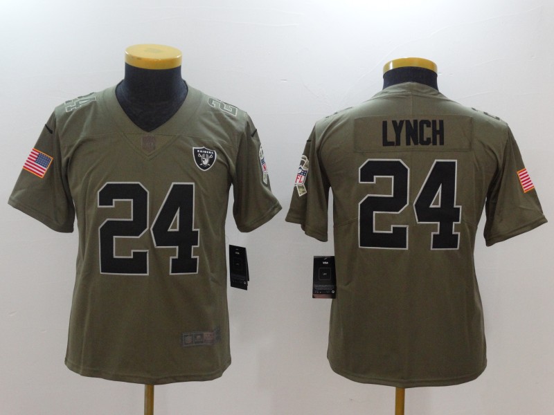 Kids Oakland Raiders #4 Carr Olive Salute to Service Limited Jersey