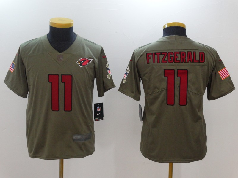 Kids Arizona Cardinals #11 Fitzgerald Olive Salute to Service Limited Jersey