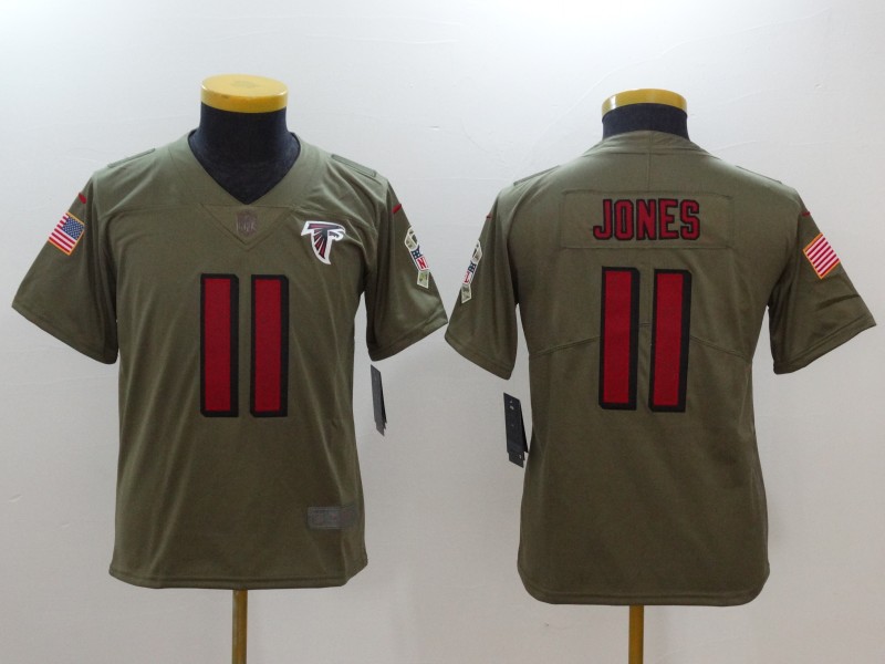 Kids Altanta Falcons #11 Jones Olive Salute to Service Limited Jersey