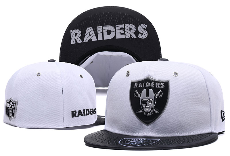 NFL Oakland Raiders White Fitted Hats--LX