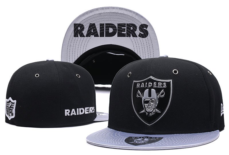 NFL Oakland Raiders Black Fitted Hats--LX