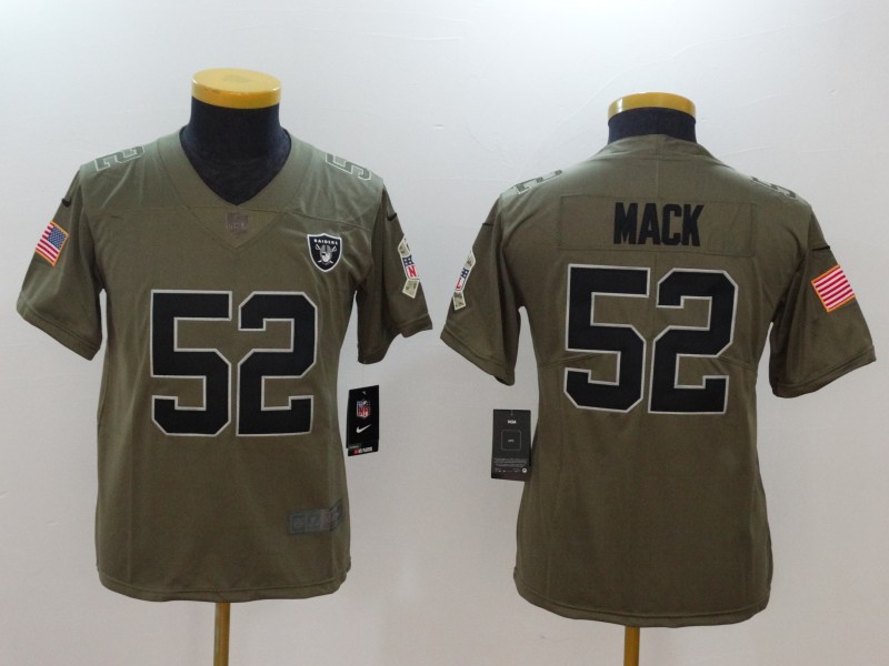 Kids Oakland Raiders #52 Mack Olive Salute to Service Limited Jersey