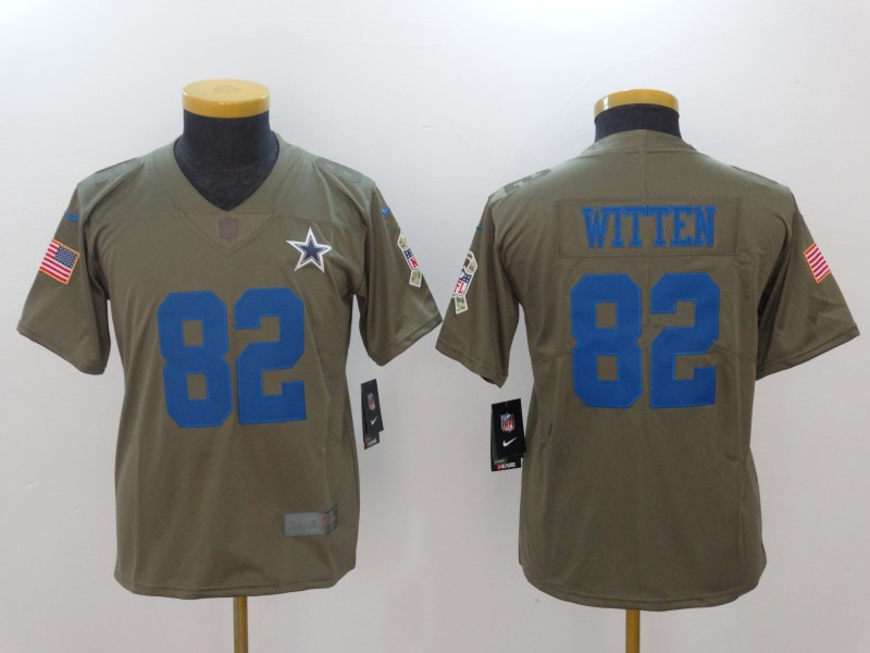 Kids Dallas Cowboys #82 Witten Olive Salute to Service Limited Jersey