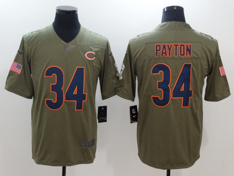 New Nike Chicago Bears #34 Payton Olive Salute To Service Limited Jersey  