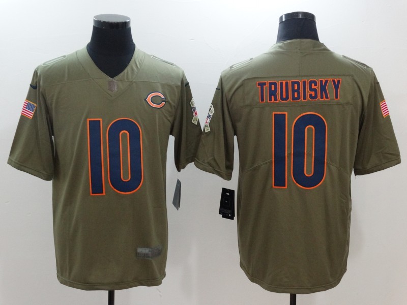 New Nike Chicago Bears #10 Trubisky Olive Salute To Service Limited Jersey  