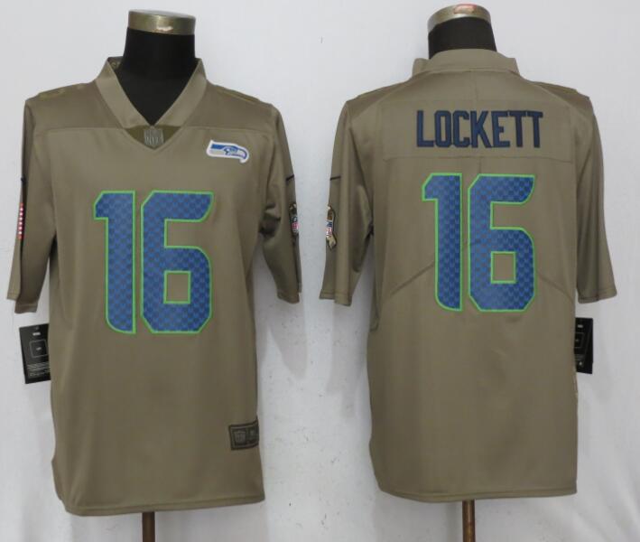 Nike Seattle Seahawks 16 Lockett Olive Salute To Service Limited Jersey