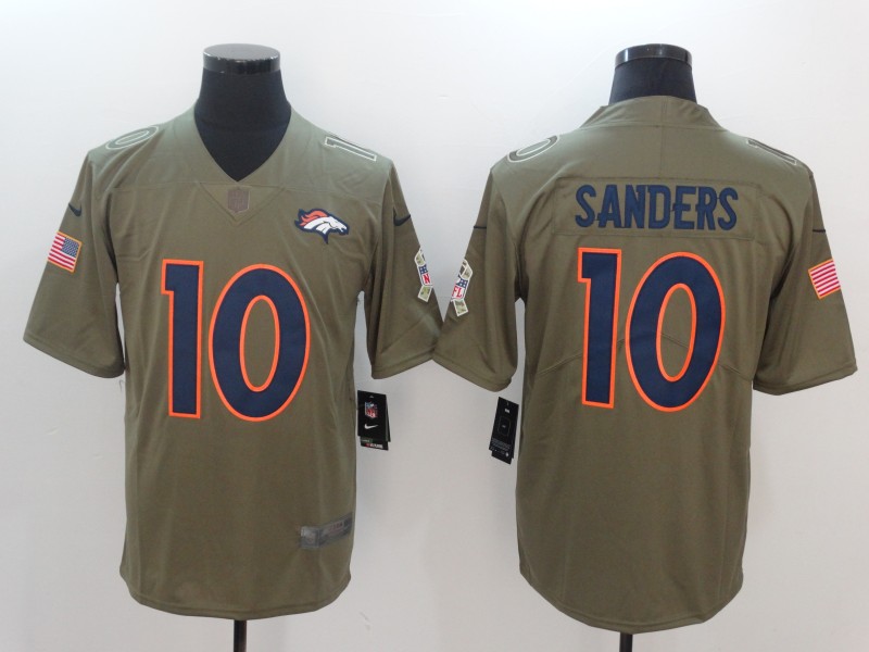 Mens Denver Broncos #10 Sanders Olive Salute to Service Limited Jersey