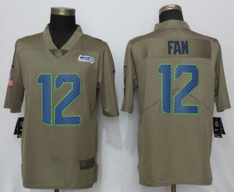 Nike Seattle Seahawks 12 Fan Olive Salute To Service Limited Jersey