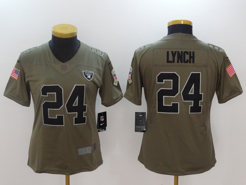 Women Oakland Raiders #24 Lynch Olive Salute to Service Limited Jersey