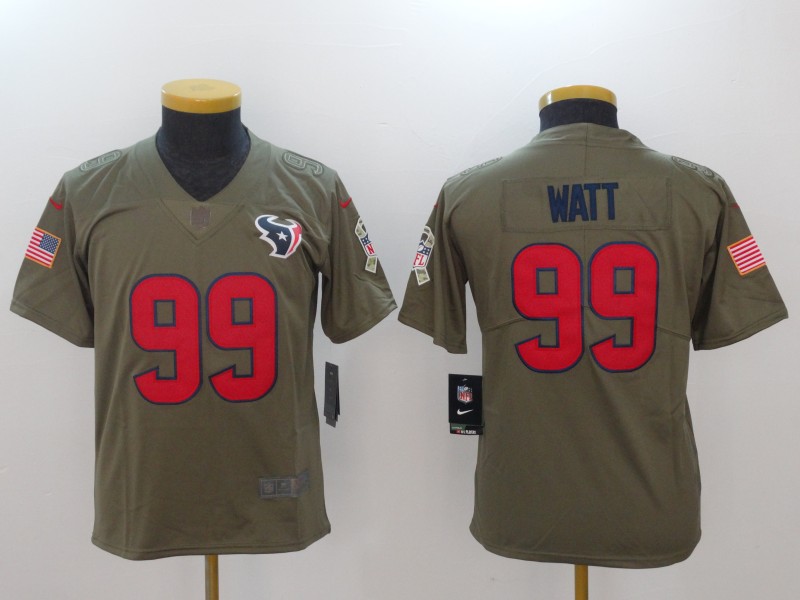 Kids Houston Texans #99 Watt Olive Salute to Service Limited Jersey