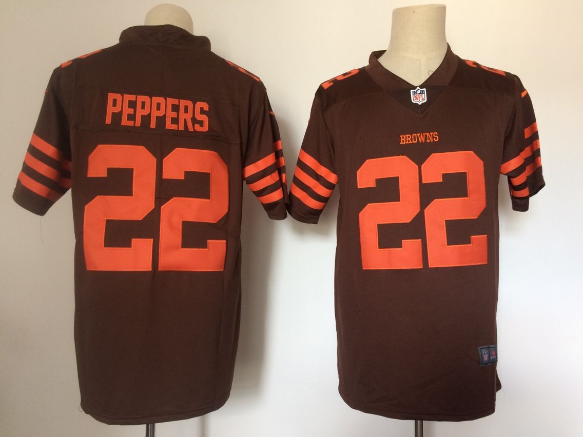 NFL Cleveland Browns #22 Peppers Brown Vapor Limted Jersey