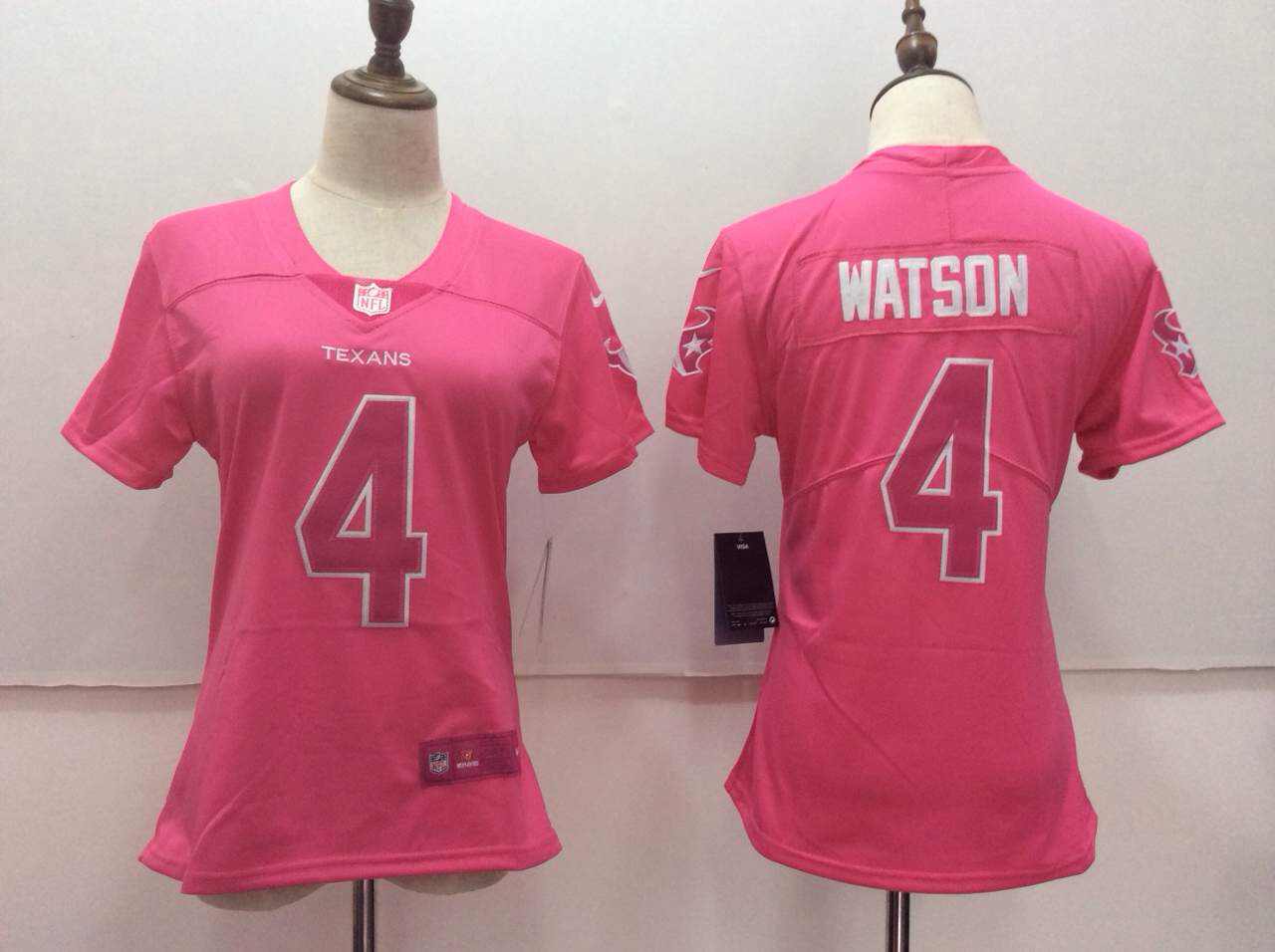 Women New Houston Texans #4 Watson Pink Color Rush Jerseys