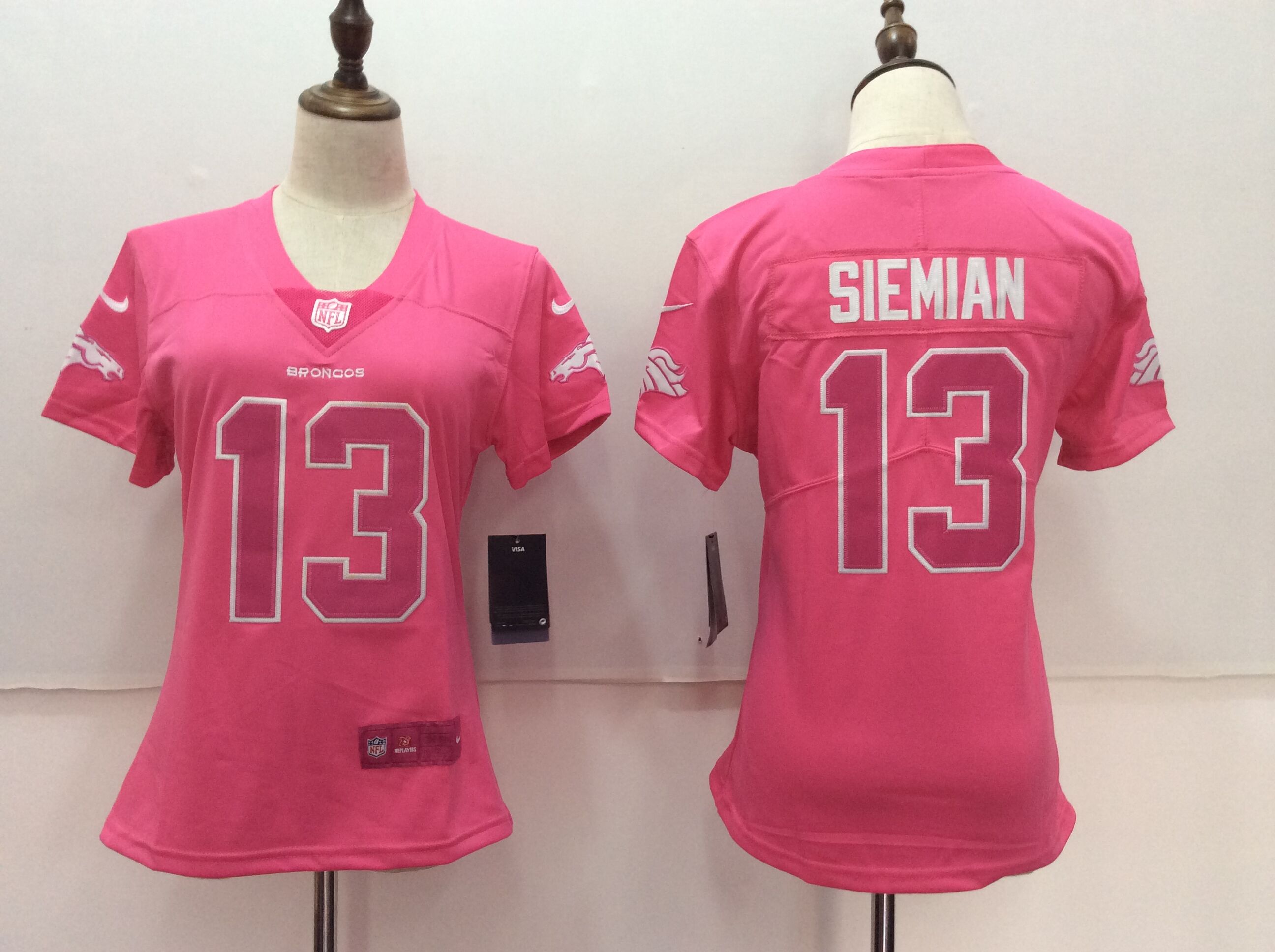 Women NFL Denver Broncos #13 Siemian Pink Color Rush Jersey