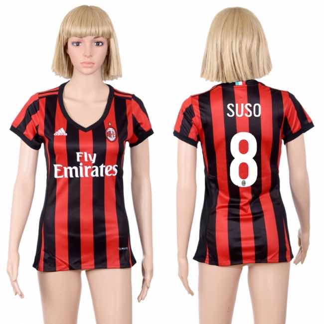 Womens Soccer Club AC Milan #8 Suso Home Jersey