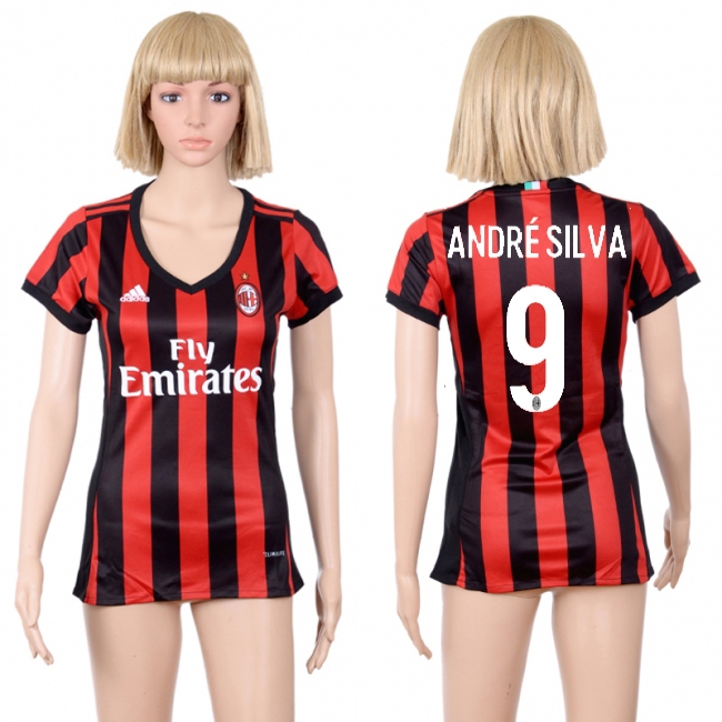 Womens Soccer Club AC Milan #9 Andre Silva Home Jersey