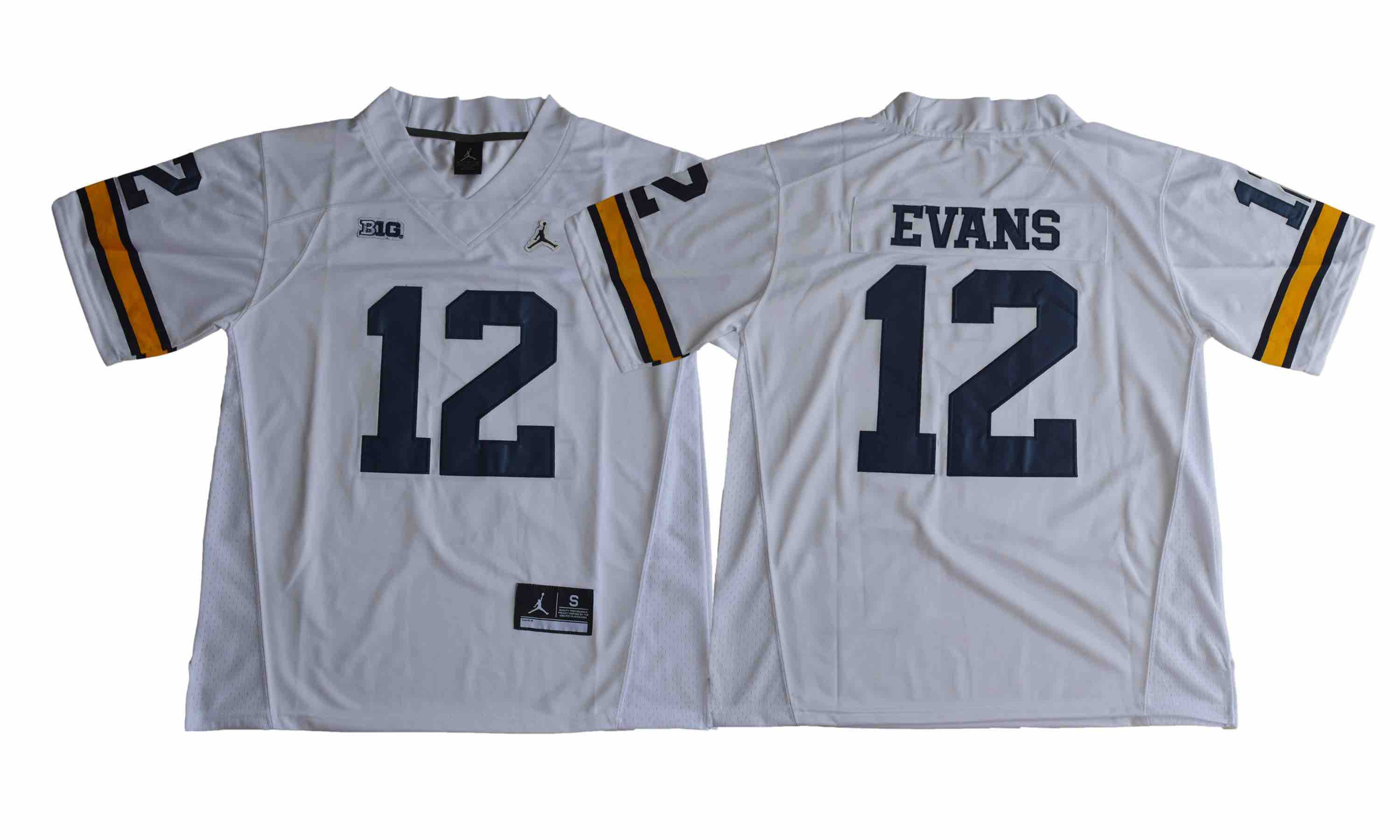NCAA Michigan Wolverines #12 Evans College White Jersey