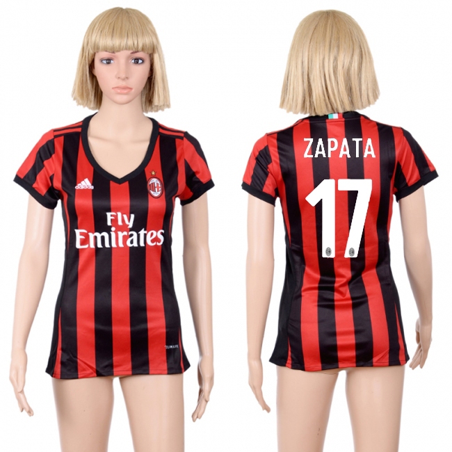 Womens Soccer Club AC Milan #17 Zapata Home Jersey