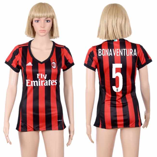 Womens Soccer Club AC Milan #5 Bonaventura Home Jersey