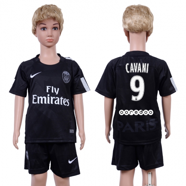 Kids 2017 Soccer Paris #9 Cavani Away Jersey