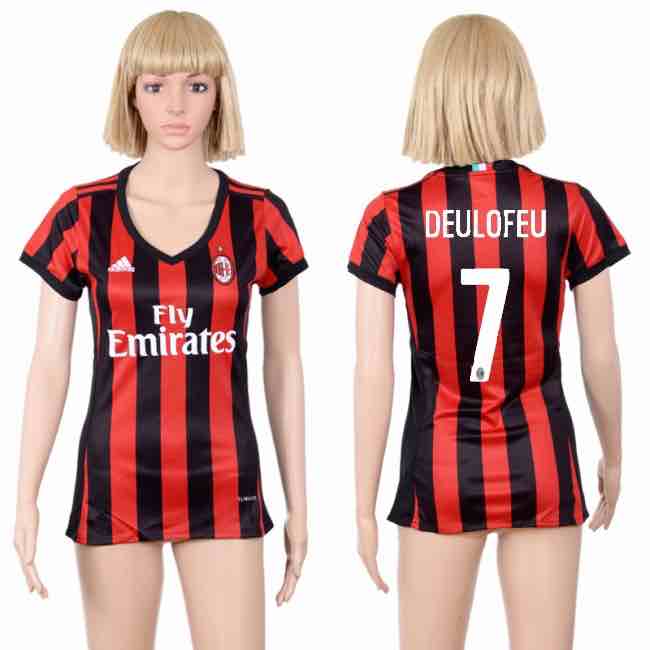 Womens Soccer Club AC Milan #7 Deulofeu Home Jersey