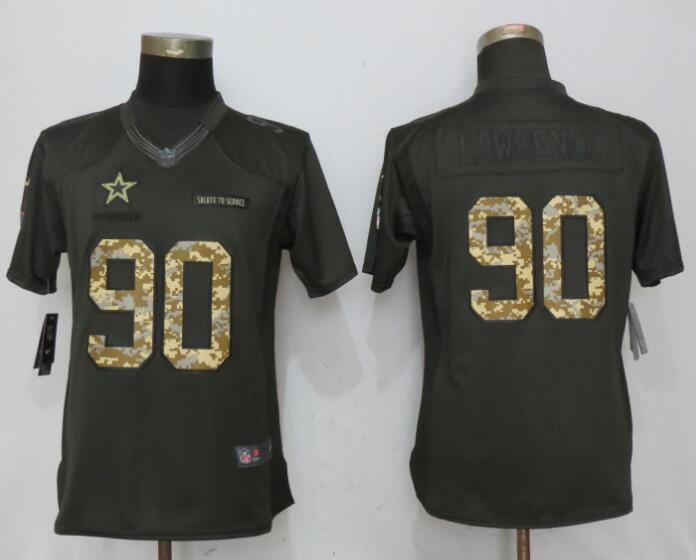 Women New Nike Dallas cowboys 90 Lawrence Anthracite Salute To Service Limited Jersey