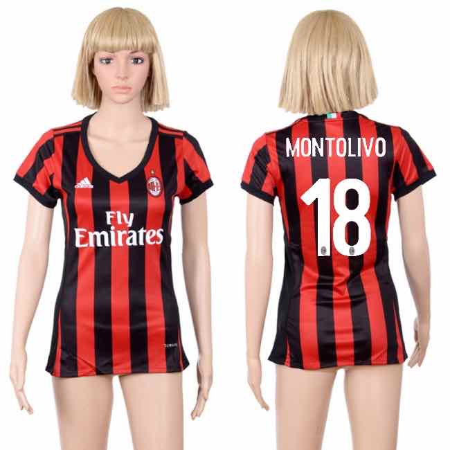 Womens Soccer Club AC Milan #18 Montolivo Home Jersey