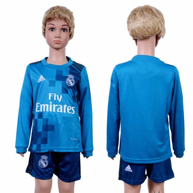 2017 Soccer Real Madrid Blank Away Long Sleeve  KidJersey