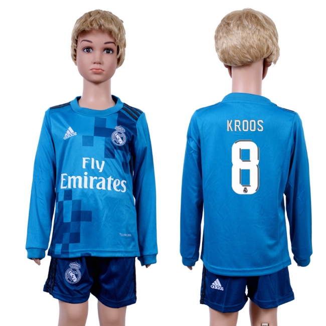 2017 Soccer Real Madrid #8 Kroos Away Kids Jersey