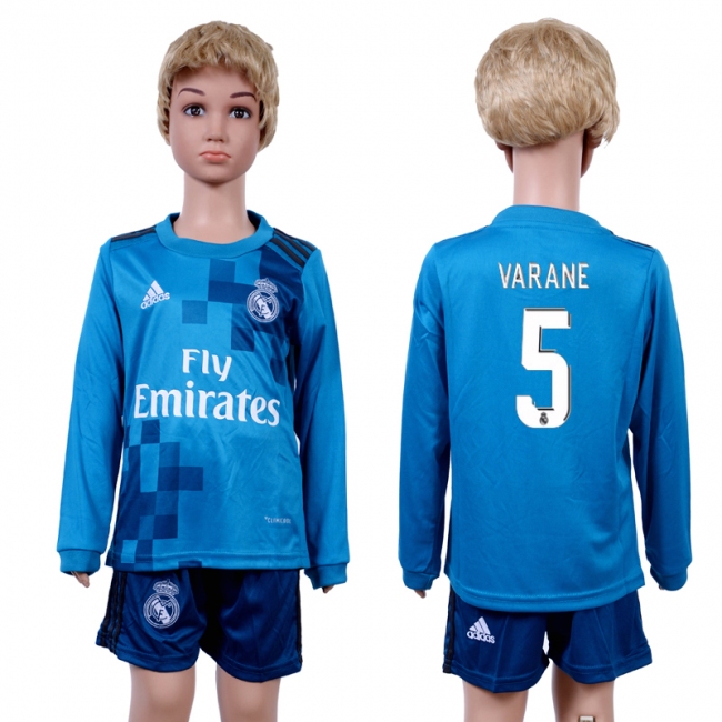 2017 Soccer Real Madrid #5 Varane Away Kids Jersey