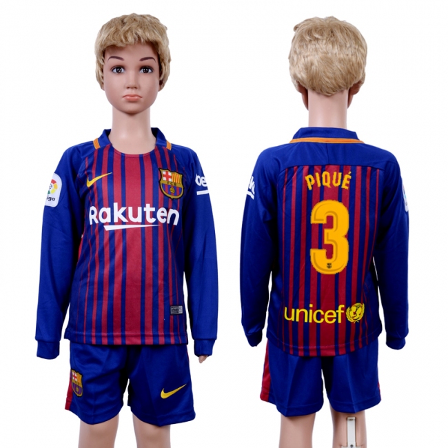 2017 Soccer Barcelona #3 Pique Home Kids Jersey