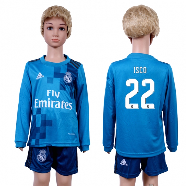 2017 Soccer Real Madrid #22 Isco Away Kids Jersey
