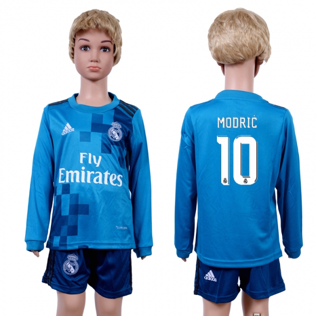 2017 Soccer Real Madrid #10 Modric Away Kids Jersey