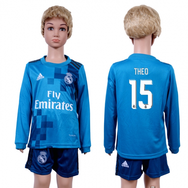 2017 Soccer Real Madrid #15 Theo Away Kids Jersey
