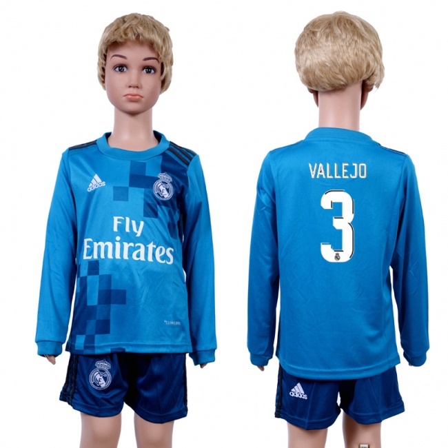 2017 Soccer Real Madrid #3 Vallejo Away Kids Jersey