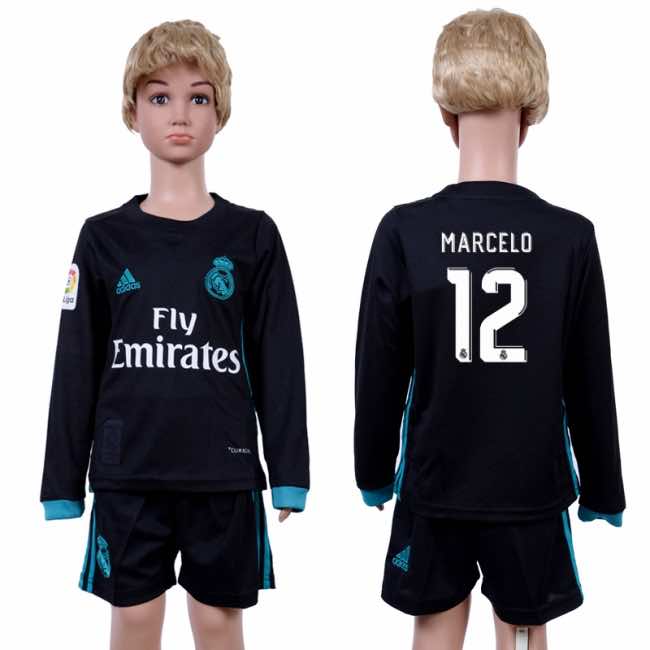 2017 Soccer Real Madrid #12 Marcelo Away Kids Jersey 