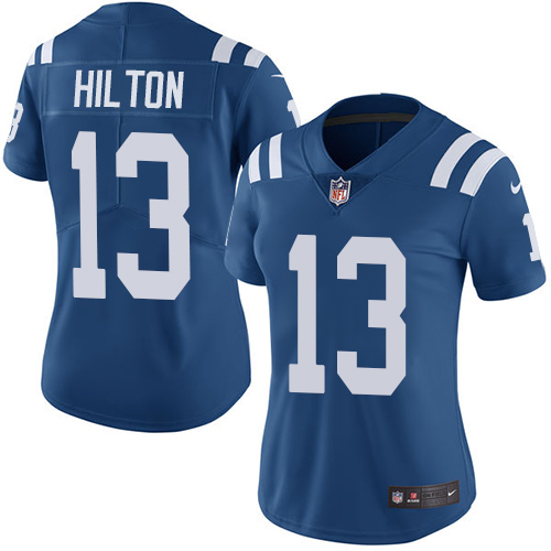Womens NFL Indianapolis Colts #13 Hilton Blue Vapor Limited Jersey