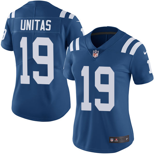 Womens NFL Indianapolis Colts #19 Unitas Blue Vapor Limited Jersey