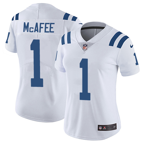 Womens NFL Indianapolis Colts #1 McAFEE White Vapor Limited Jersey