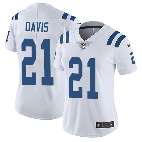 Womens NFL Indianapolis Colts #21 Davis White Vapor Limited Jersey