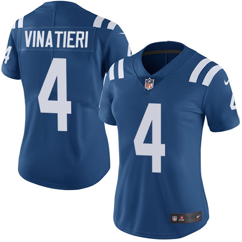 Womens NFL Indianapolis Colts #4 Vinatieri Blue Vapor Limited Jersey