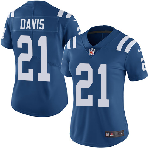 Womens NFL Indianapolis Colts #21 Davis Blue Vapor Limited Jersey