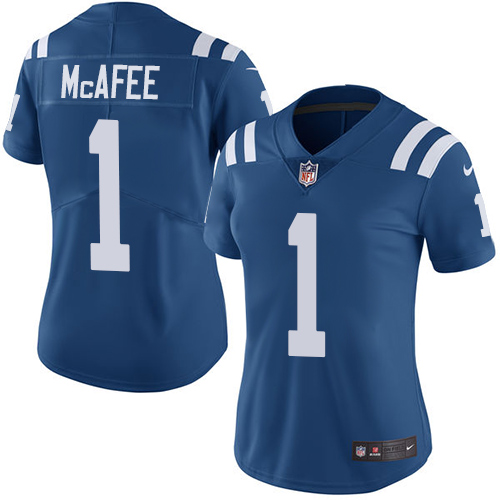 Womens NFL Indianapolis Colts #1 McAFEE Blue Vapor Limited Jersey