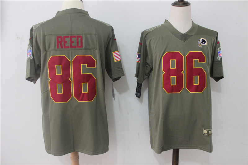 Mens Washington Redskins #86 Reed Olive Salute to Service Limited Jersey