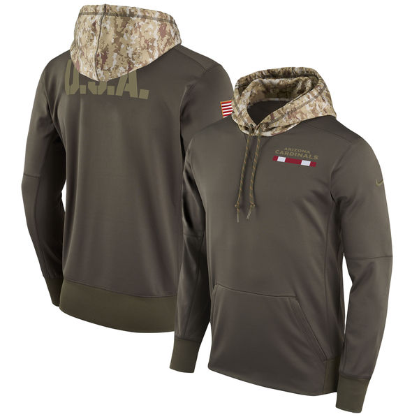 Mens Arizona Cardinals Nike Olive Salute to Service Sideline Therma Pullover Hoodie