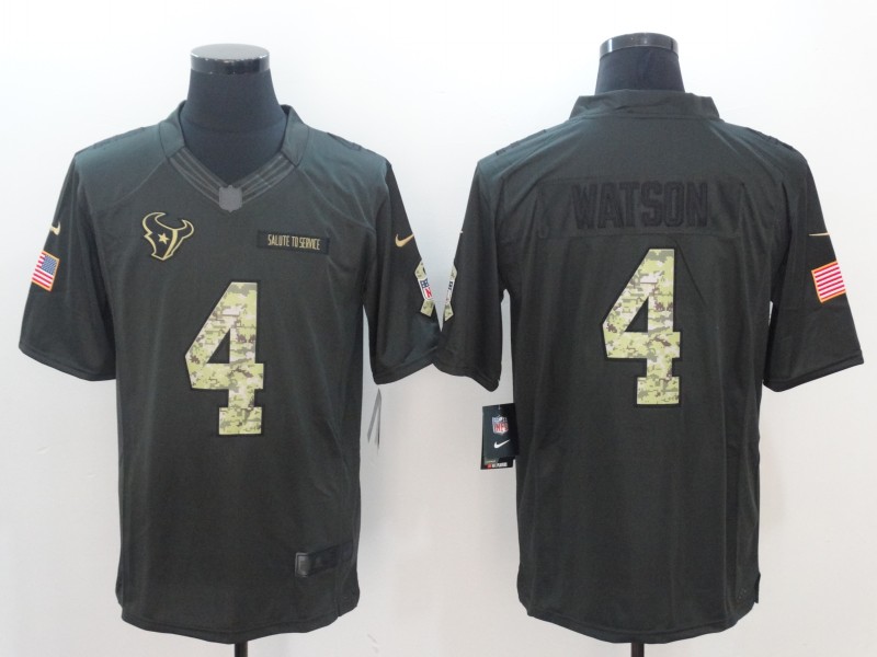 NFL Houston Texans #4 Watson Olive Salute to Service Jersey