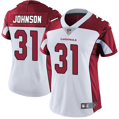 Womens NFL Arizona Cardinals #32 Johnson White Vapor Limited Jersey