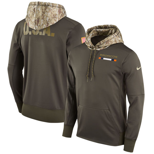 Mens Denver Broncos Nike Olive Salute to Service Sideline Therma Pullover Hoodie