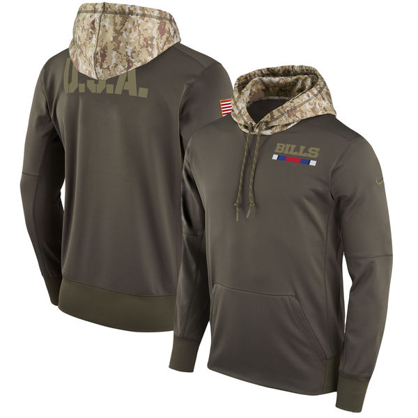 Mens Buffalo Bills Nike Olive Salute to Service Sideline Therma Pullover Hoodie