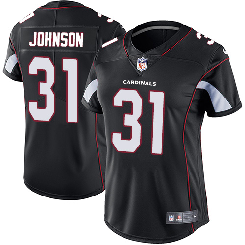 Womens NFL Arizona Cardinals #31 Johnson Black Vapor Limited Jersey