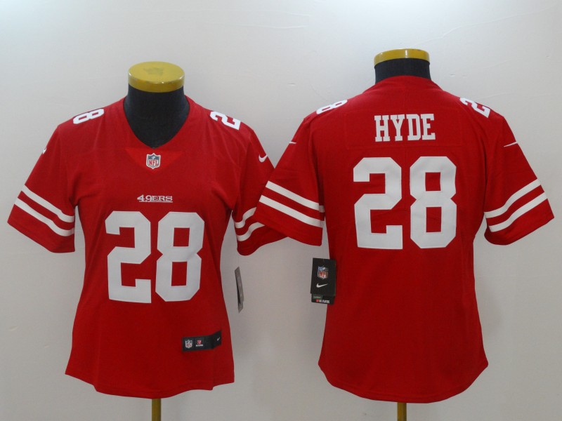 Womens NFL San Francisco 49ers #28 Hyde Red Vapor Limited Jersey